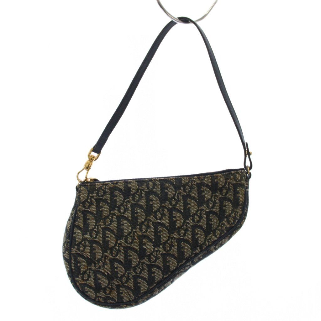 Dior Saddle Bag Trotter All Over Pattern Leather Canvas Navy — view 2