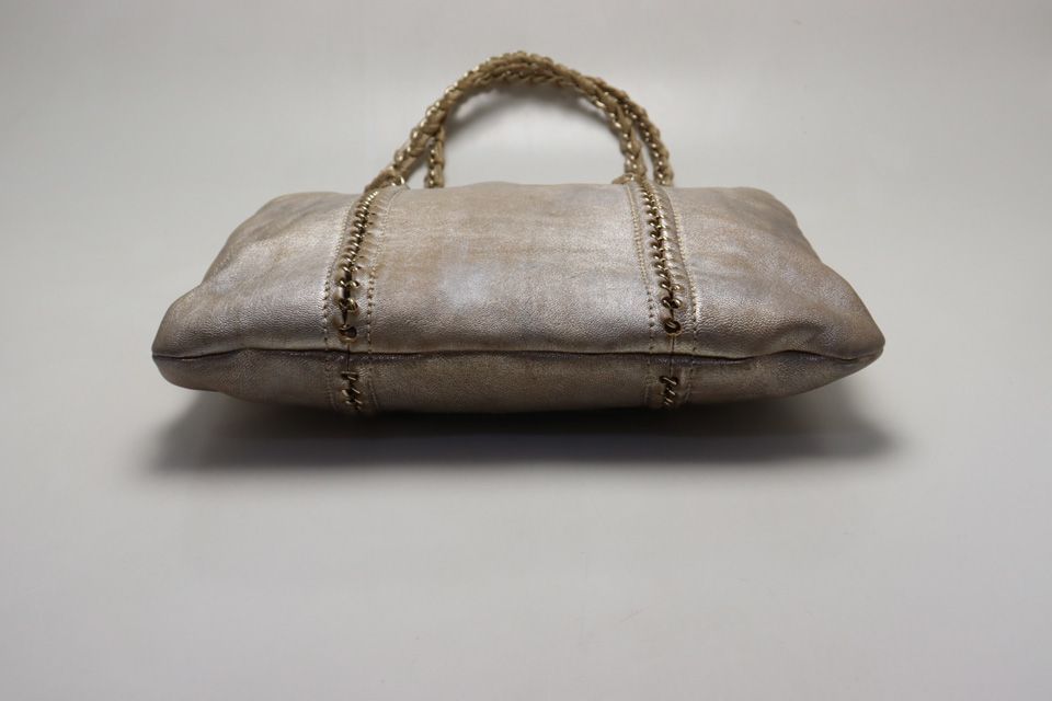 Chanel 10 Line CC Logo Gold Leather Tote — view 3