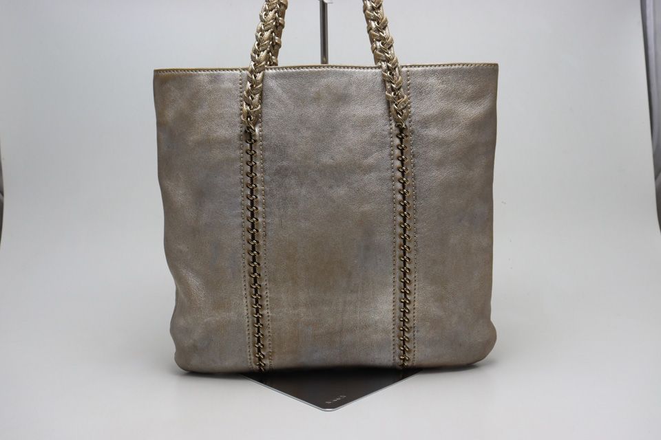 Chanel 10 Line CC Logo Gold Leather Tote — view 2