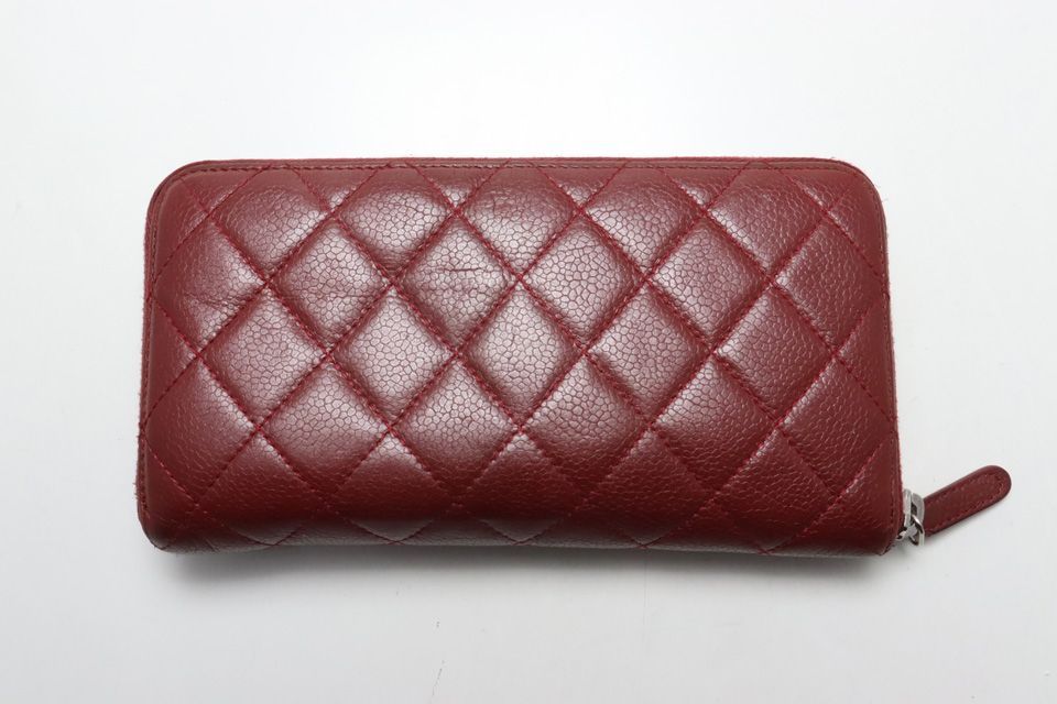 Chanel Quilted Caviar Leather with Silver Zip Around Wallet — view 2
