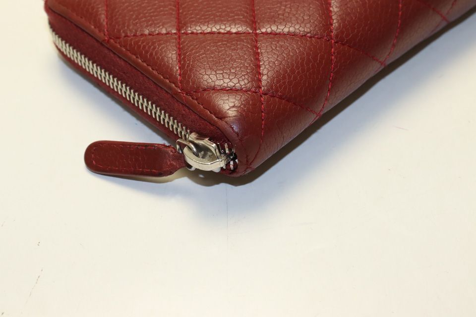 Chanel Quilted Caviar Leather with Silver Zip Around Wallet — view 4