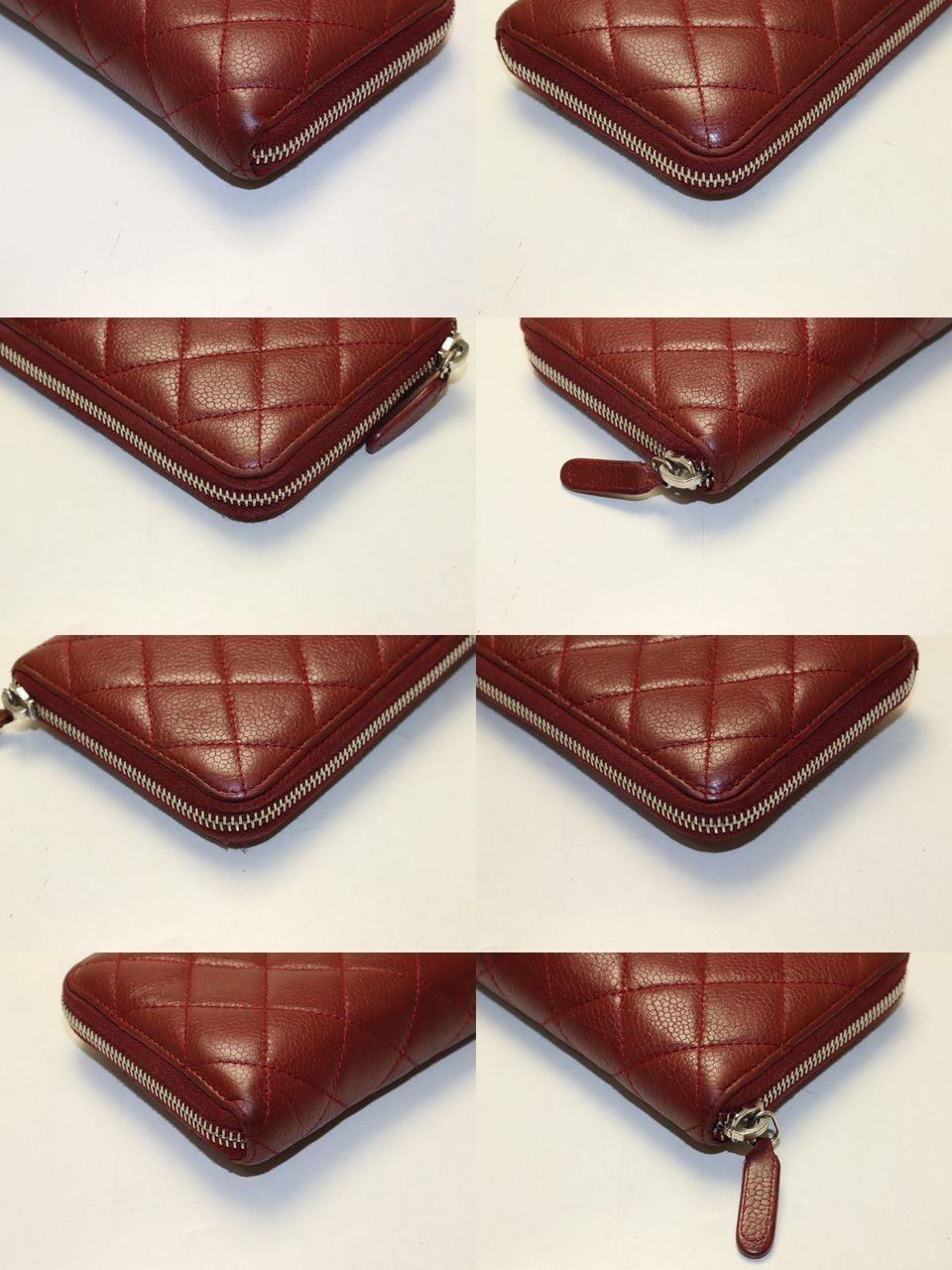 Chanel Quilted Caviar Leather with Silver Zip Around Wallet — view 8