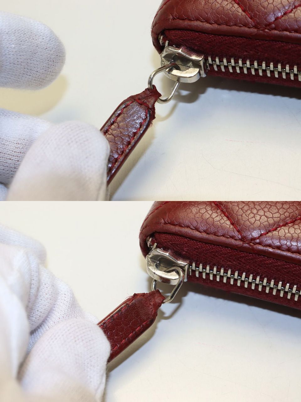 Chanel Quilted Caviar Leather with Silver Zip Around Wallet — view 9