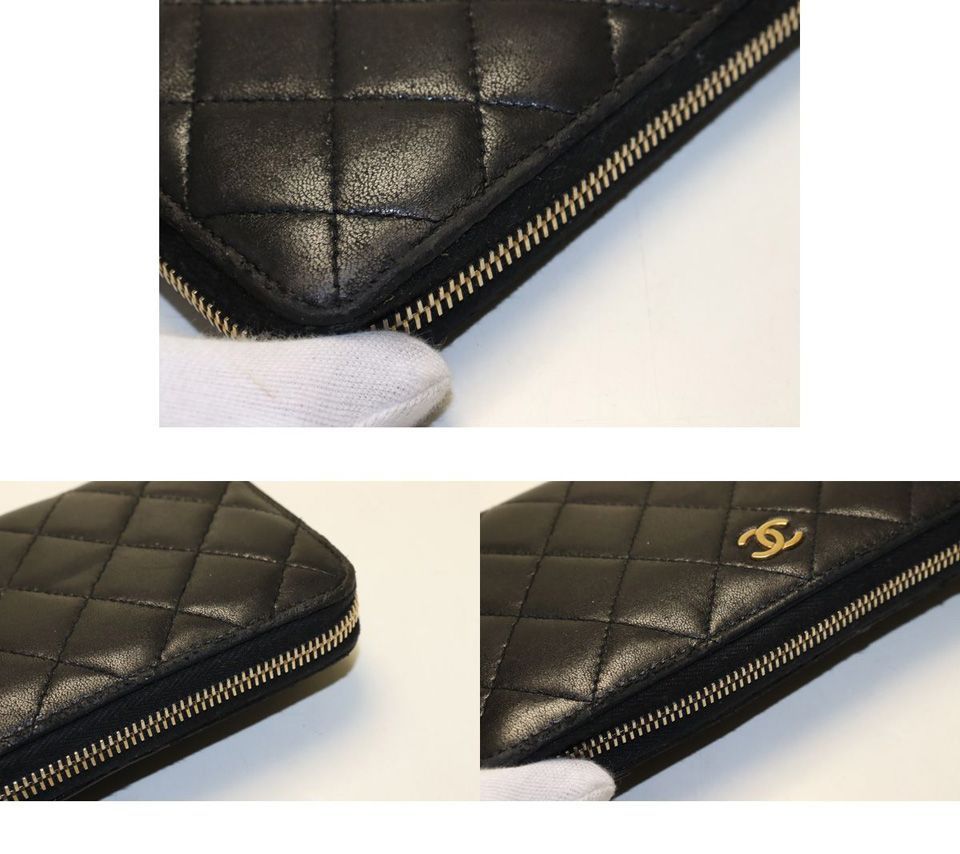 Chanel No 19 Quilted GD Leather Zip Around Wallet — view 9