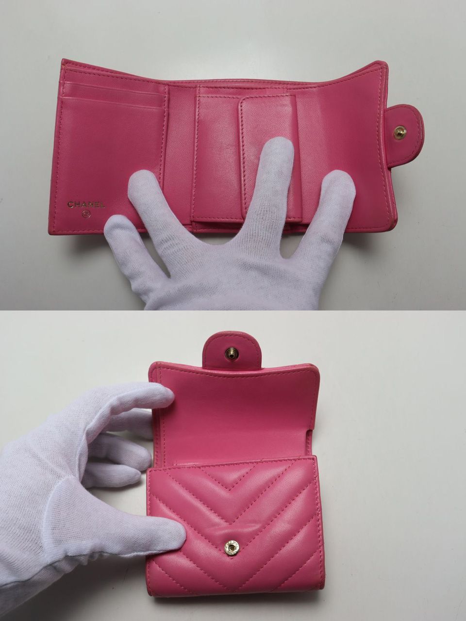 Chanel 27 She Blanc GD Leather Trifold Wallet — view 4