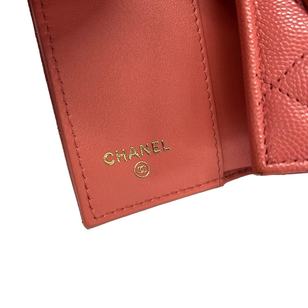 Chanel Trifold Wallet Classic Small Flap Walletmatelasse Pink Gold — view 5