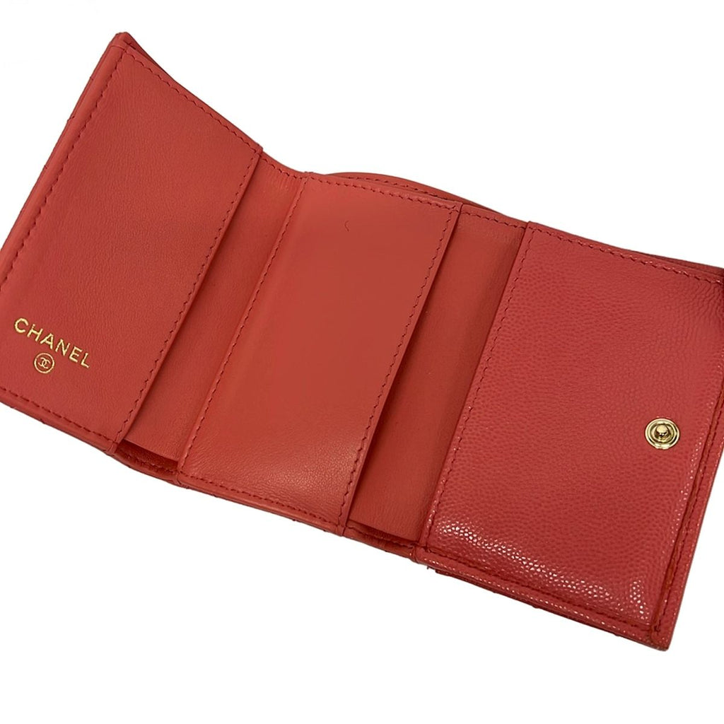 Chanel Trifold Wallet Classic Small Flap Walletmatelasse Pink Gold — view 3
