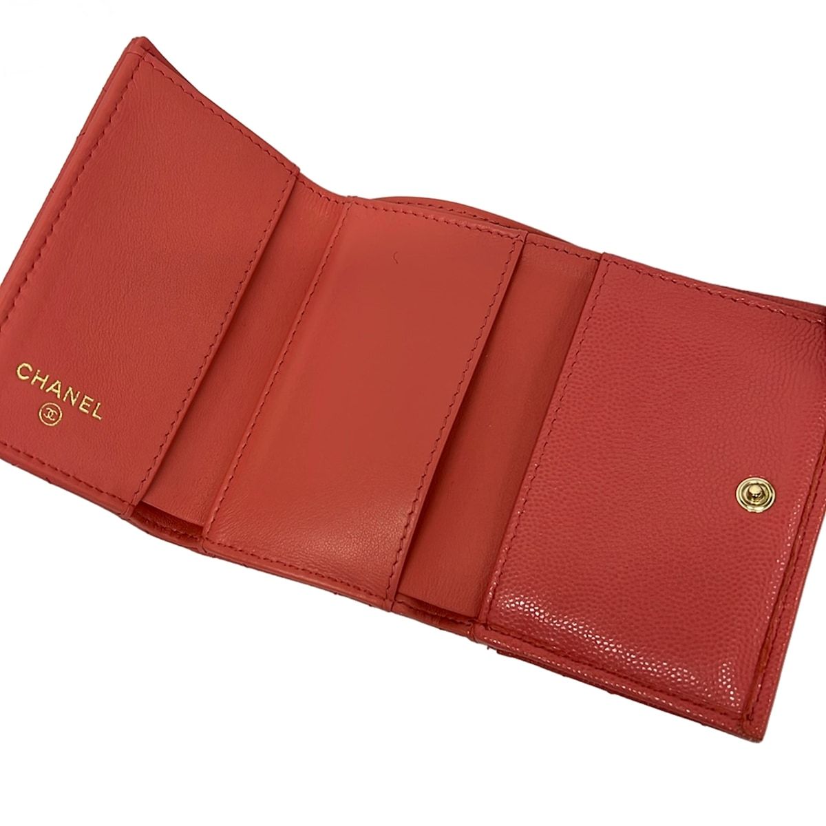 Chanel Trifold Wallet Classic Small Flap Walletmatelasse Pink Gold — view 3