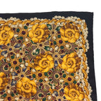 Chanel Scarf Silk Gripoix Gemstone Floral Black Gold — view 4