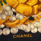 Chanel Scarf Silk Gripoix Gemstone Floral Black Gold — view 7