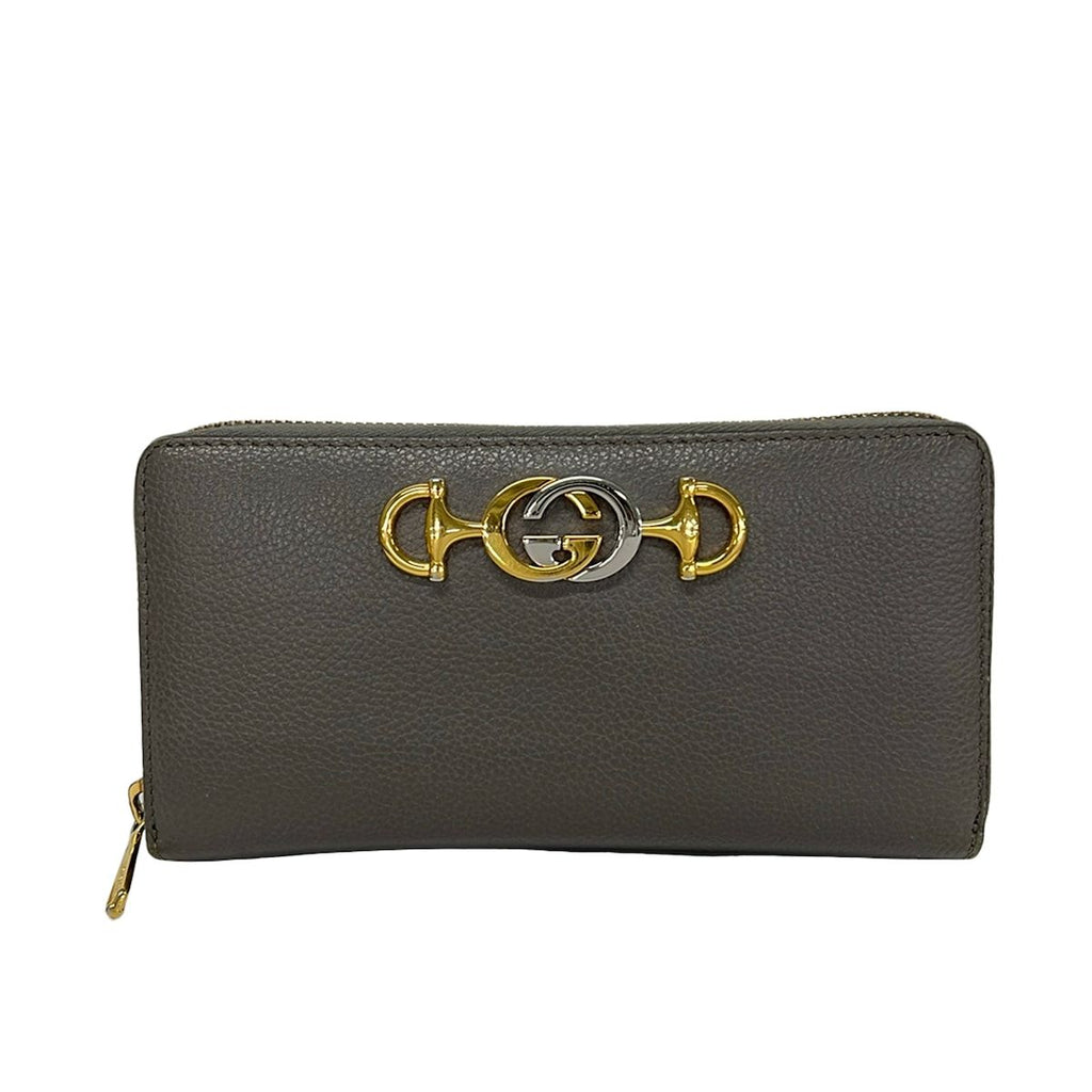 Gucci Wallet Zumi Gray Zip Around Leather