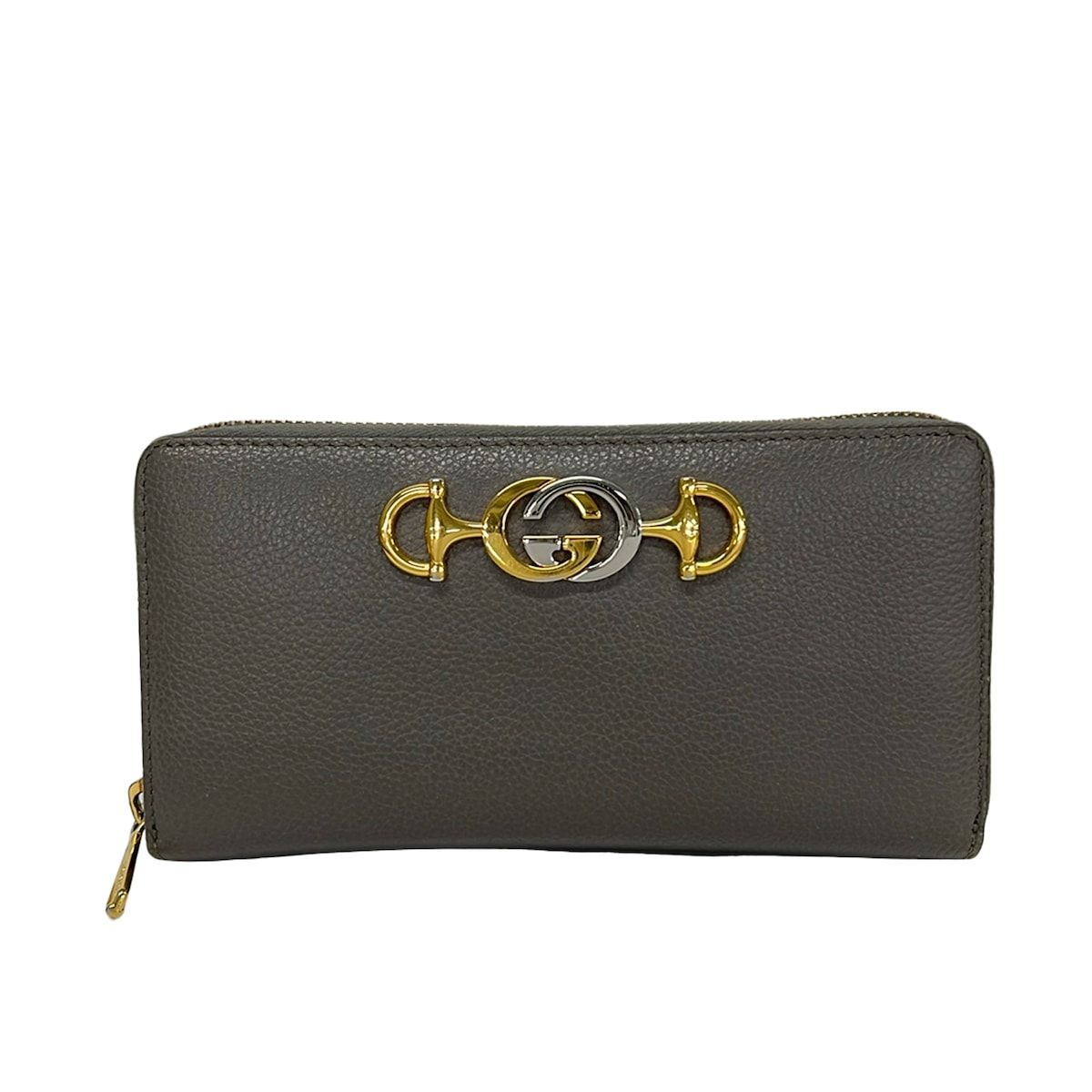Gucci Wallet Zumi Gray Zip Around Leather