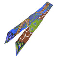 Hermes Twilly the Three Graces Mikami Silk 100% Blue Giraffe Pattern