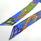 Hermes Twilly the Three Graces Mikami Silk 100% Blue Giraffe Pattern — view 3