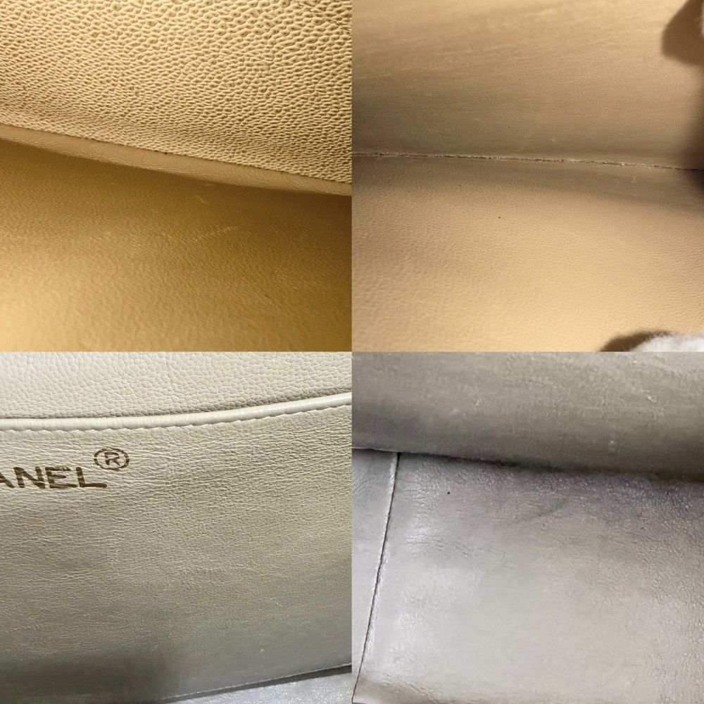 Chanel Shoulder Bag CC Logo Turnlock Crossbody Stitch Chez Blanc Caviar Leather — view 7