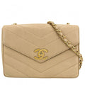 Chanel Shoulder Bag CC Logo Turnlock Crossbody Stitch Chez Blanc Caviar Leather
