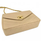 Chanel Shoulder Bag CC Logo Turnlock Crossbody Stitch Chez Blanc Caviar Leather — view 3
