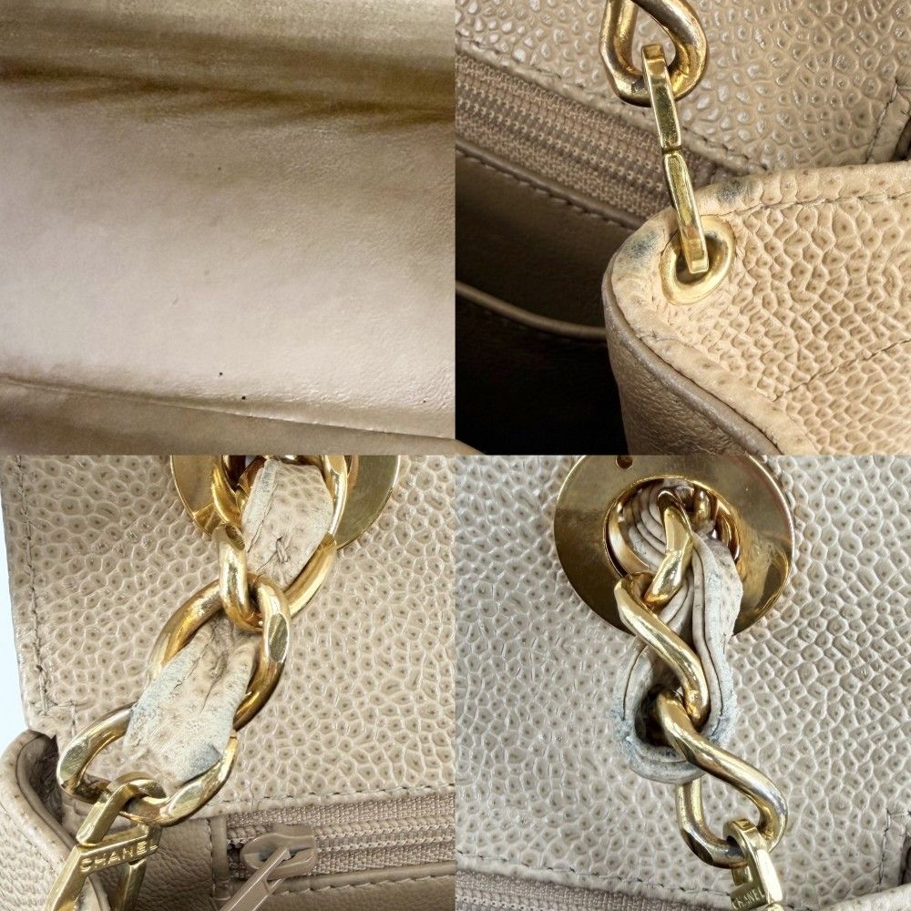Chanel Shoulder Bag CC Logo Turnlock Crossbody Stitch Chez Blanc Caviar Leather — view 8