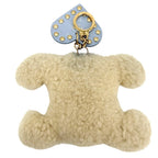 Celine Key Holder Pom Charm Triomphe Heart Key Ring Wool Beige Light Blue Gold — view 2