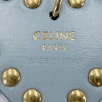 Celine Key Holder Pom Charm Triomphe Heart Key Ring Wool Beige Light Blue Gold — view 4