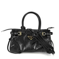 Prada 2-Way Boni Mini Shoulder Bag Crossbody Triangle Logo Tote Leather Black