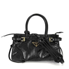 Prada 2-Way Boni Mini Shoulder Bag Crossbody Triangle Logo Tote Leather Black
