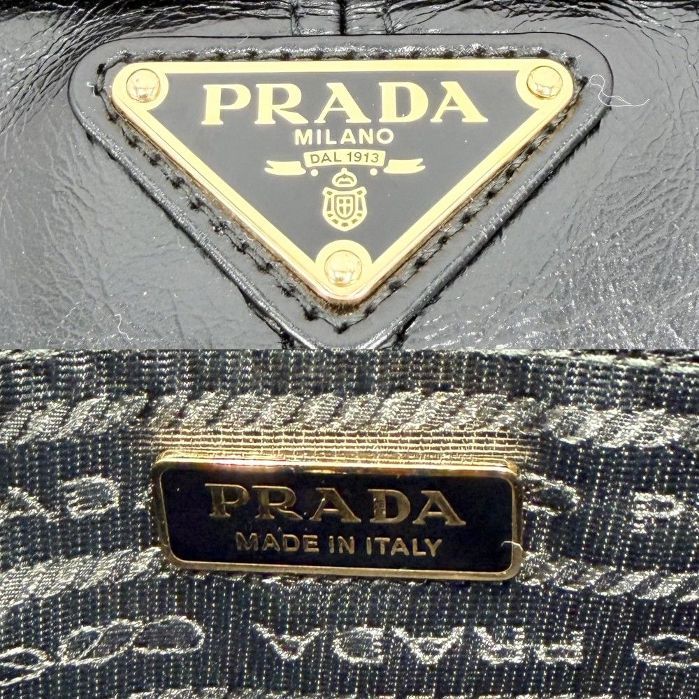 Prada 2-Way Boni Mini Shoulder Bag Crossbody Triangle Logo Tote Leather Black — view 5