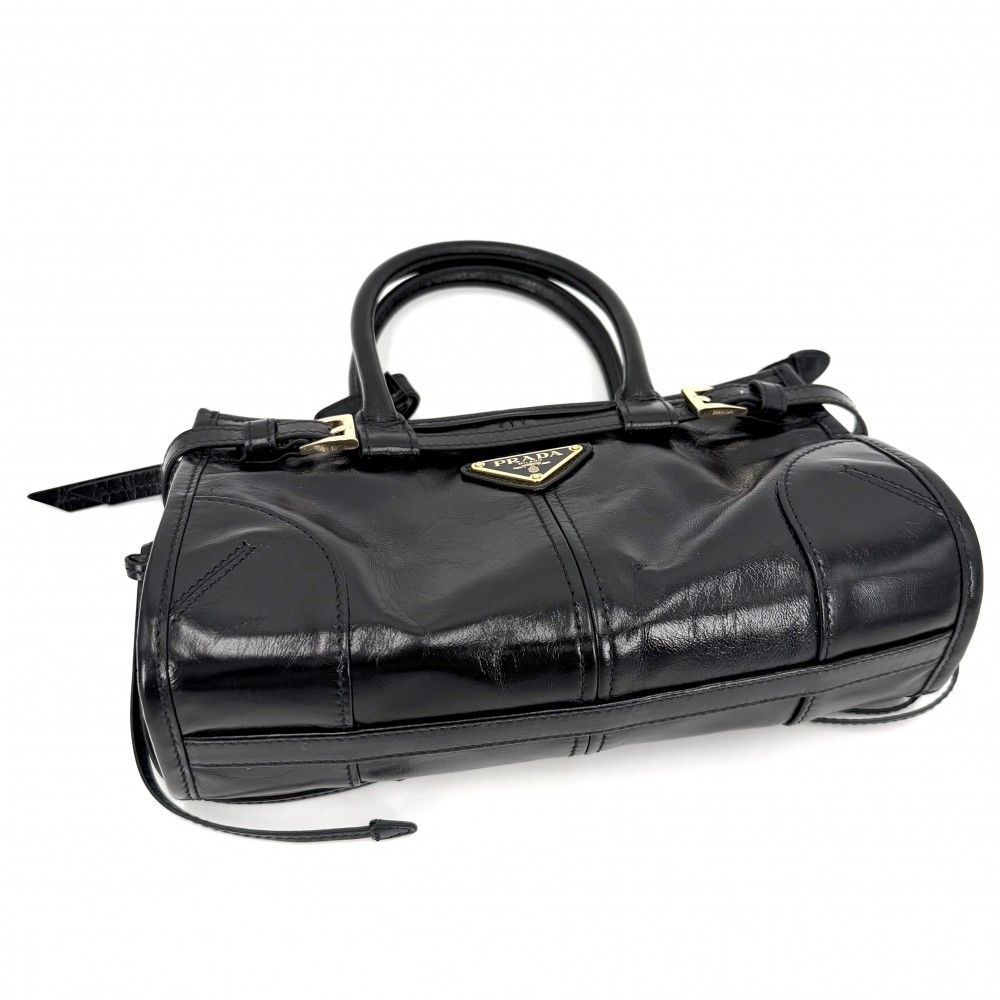 Prada 2-Way Boni Mini Shoulder Bag Crossbody Triangle Logo Tote Leather Black — view 3