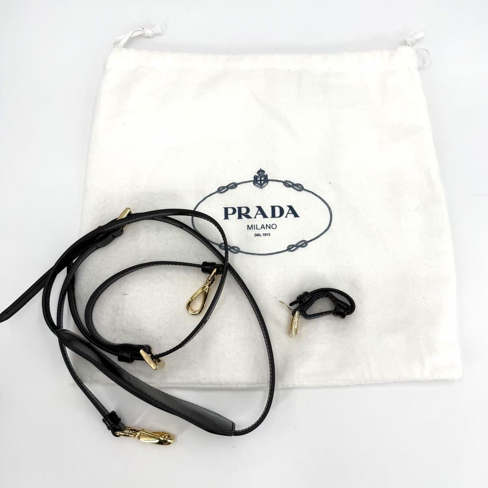 Prada 2-Way Boni Mini Shoulder Bag Crossbody Triangle Logo Tote Leather Black — view 6