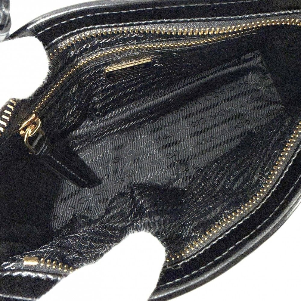 Prada 2-Way Boni Mini Shoulder Bag Crossbody Triangle Logo Tote Leather Black — view 4