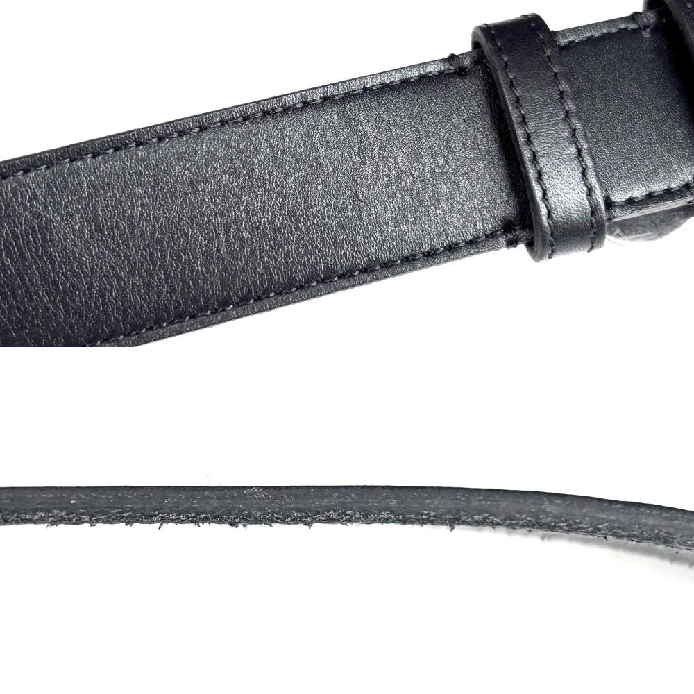 Celine Belt Triomphe Simple Leather Black Silver — view 6