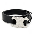 Celine Belt Triomphe Simple Leather Black Silver