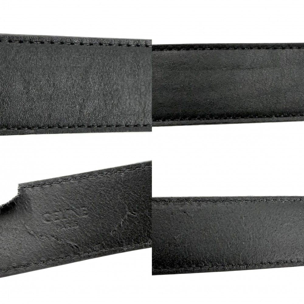 Celine Belt Triomphe Simple Leather Black Silver — view 4