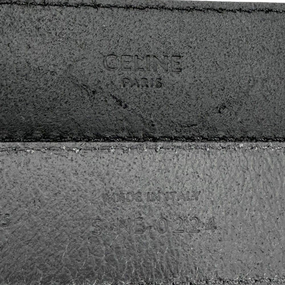 Celine Belt Triomphe Simple Leather Black Silver — view 3