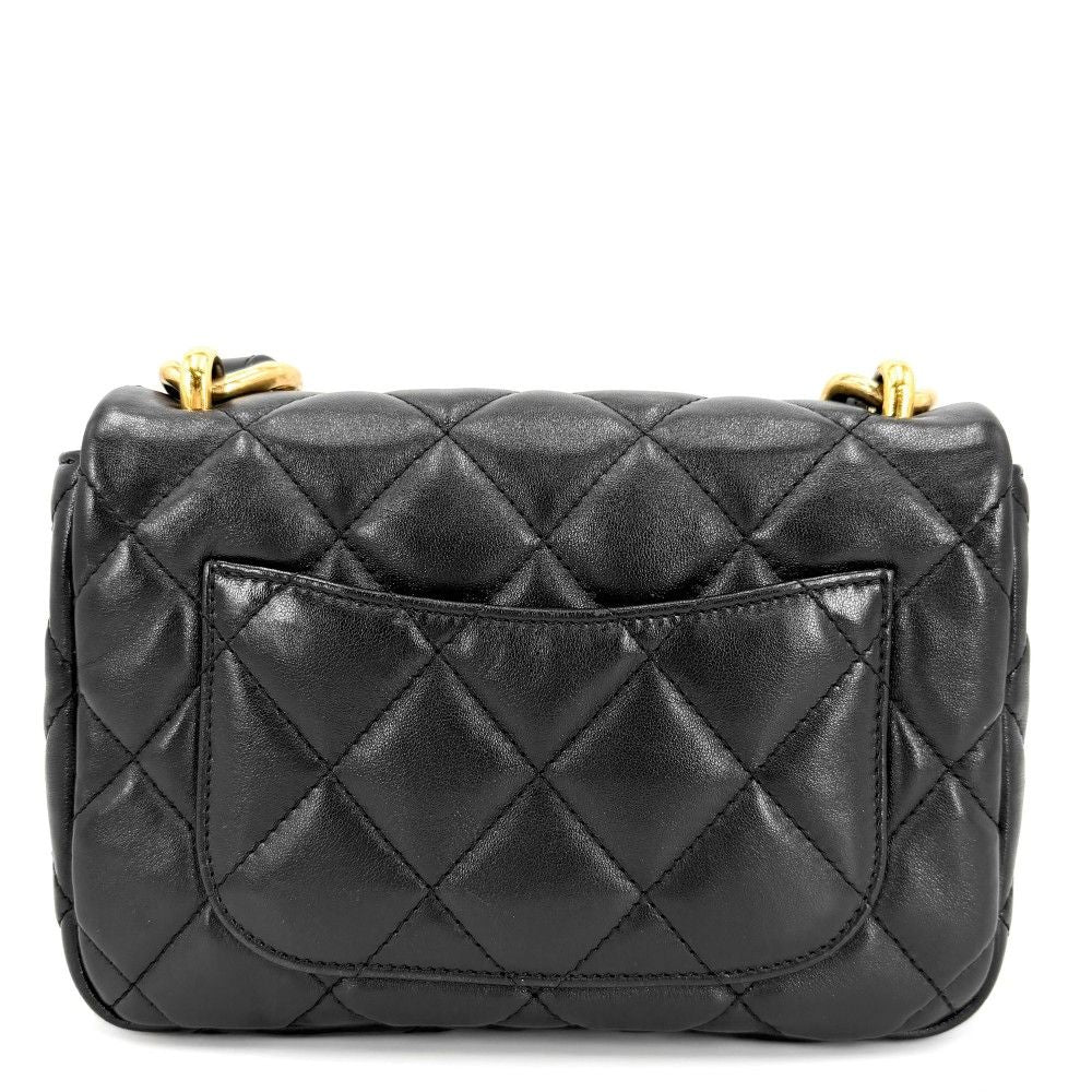 Chanel Shoulder Bag Quilted CC Logo Chain Leather Black Gold — view 2