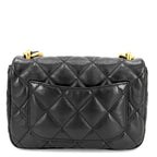 Chanel Shoulder Bag Quilted CC Logo Chain Leather Black Gold — view 2