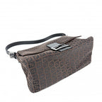 Fendi Shoulder Bag Zucchino Mamma Bucket Canvas Leather Brown Black Gunmetal — view 3