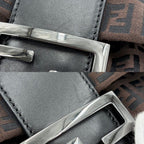Fendi Shoulder Bag Zucchino Mamma Bucket Canvas Leather Brown Black Gunmetal — view 6