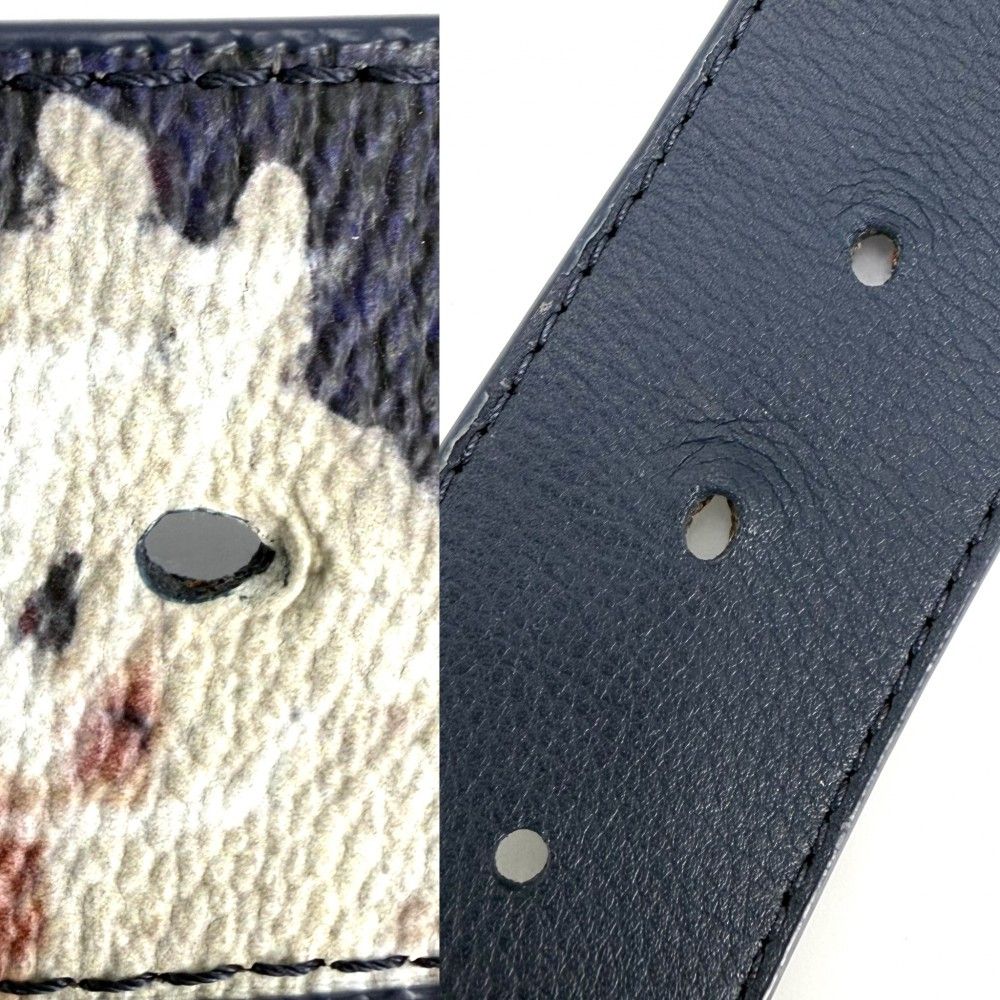 Louis Vuitton Belt Monogram Initial 95 38 Leather Navy Dark Blue Multicolor Gold — view 5