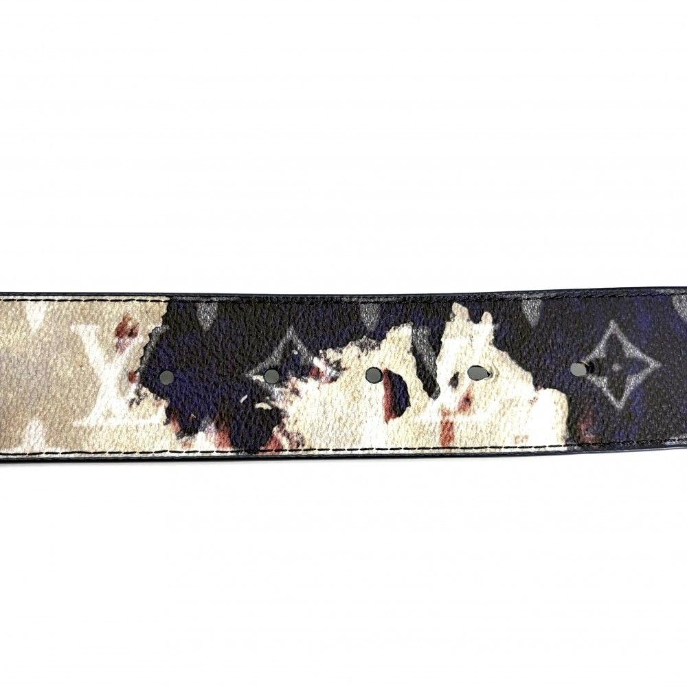 Louis Vuitton Belt Monogram Initial 95 38 Leather Navy Dark Blue Multicolor Gold — view 2