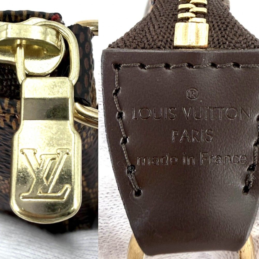 Louis Vuitton Handbag Mini Pochette Accessoires Damier Canvas Brown Gold — view 5
