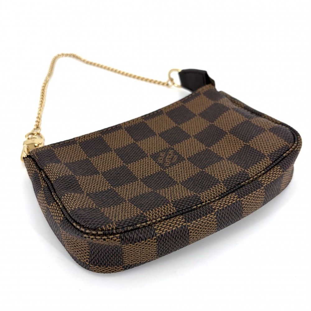 Louis Vuitton Handbag Mini Pochette Accessoires Damier Canvas Brown Gold — view 3