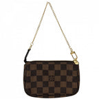 Louis Vuitton Handbag Mini Pochette Accessoires Damier Canvas Brown Gold — view 2