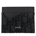 Dior Card Case Saddle Holder Oblique Calf Jacquard Black Gunmetal