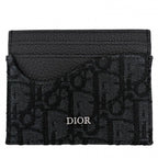Dior Card Case Saddle Holder Oblique Calf Jacquard Black Gunmetal