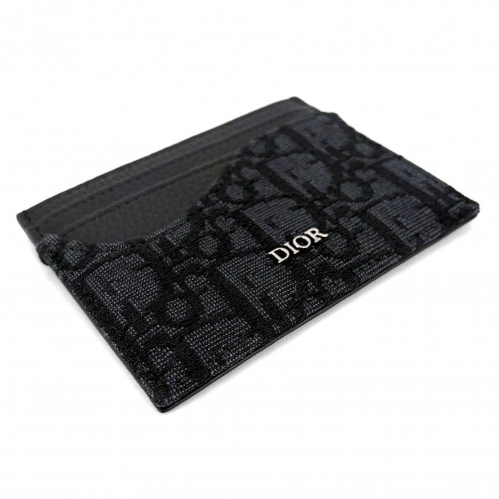 Dior Card Case Saddle Holder Oblique Calf Jacquard Black Gunmetal — view 3