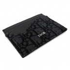 Dior Card Case Saddle Holder Oblique Calf Jacquard Black Gunmetal — view 3