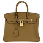 Hermes Handbag Birkin 25 Retourne Leather Brown Gold