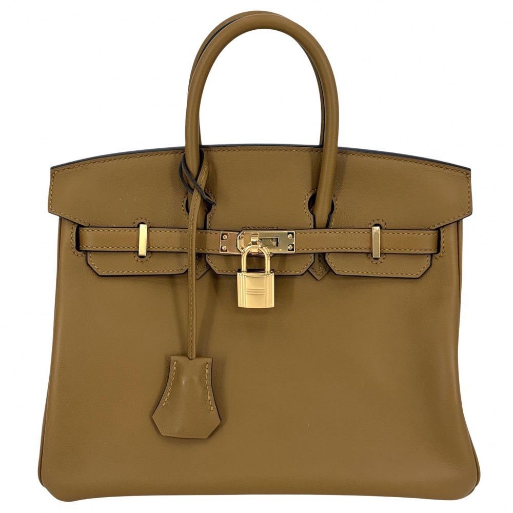 Hermes Handbag Birkin 25 Retourne Leather Brown Gold