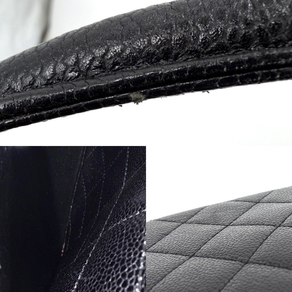 Chanel Handbag Quilted CC Logo Turnlock Top Handle Caviar Leather Black Silver — view 6
